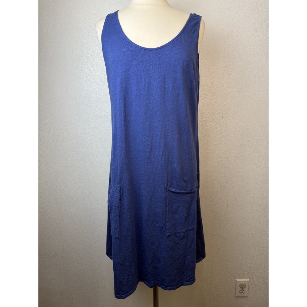 FRESH PRODUCE Blue DRAPE Cotton Jersey Tank Dress Size XL